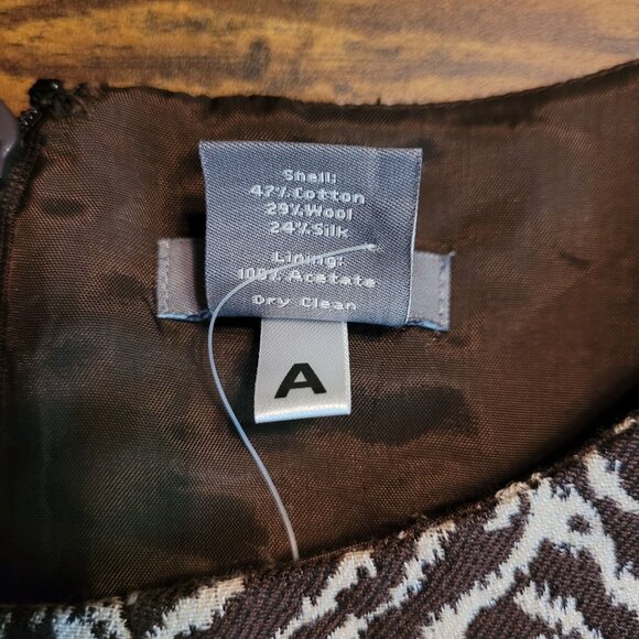 Ann Taylor Zebra Sheath Dress 8 Pleated Neck Cotton Wool Silk Blend NWT - Picture 5 of 8